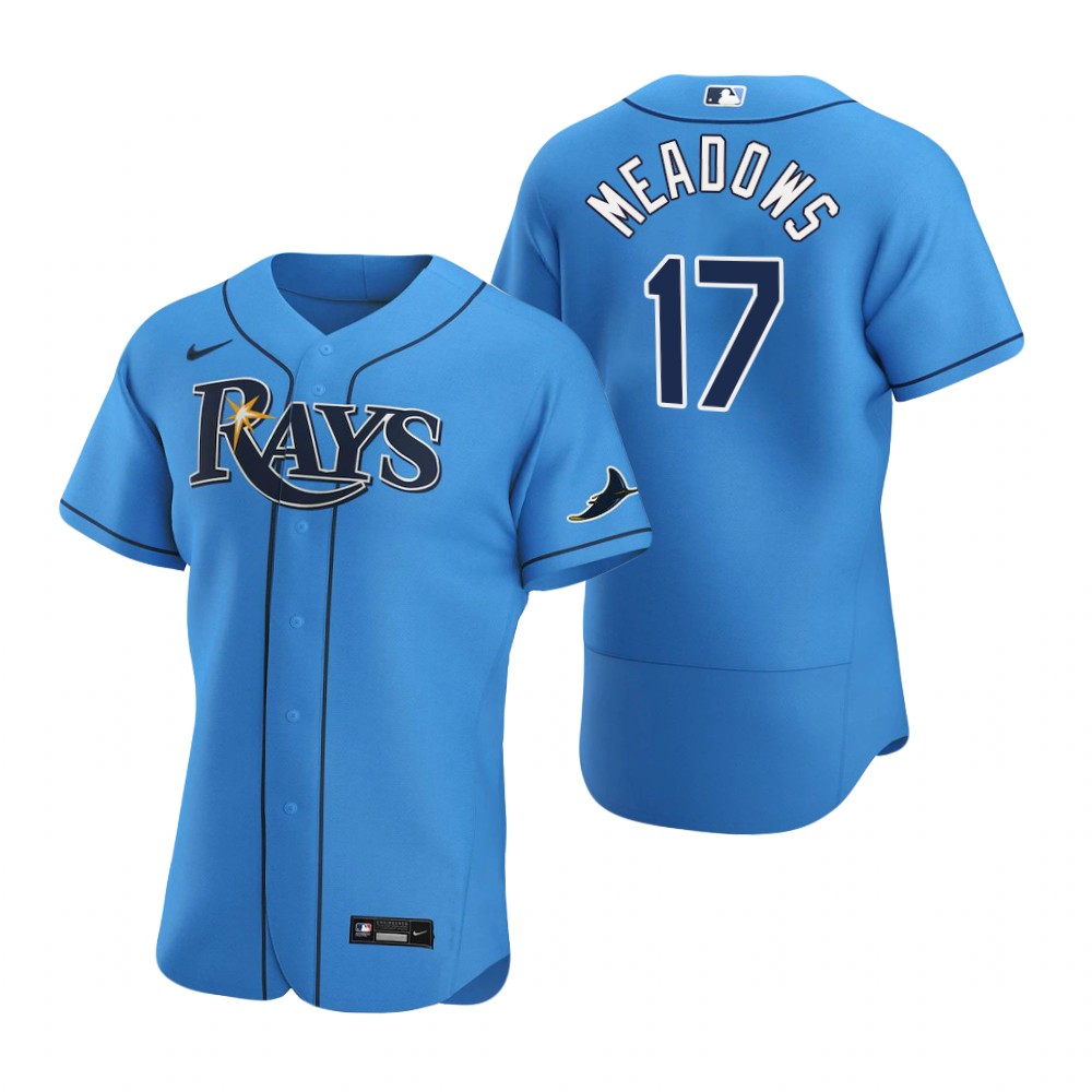 Tampa Bay Rays #17 Austin Meadows Men Nike Light Blue Alternate 2020 Authentic Player MLB Jersey->tampa bay rays->MLB Jersey